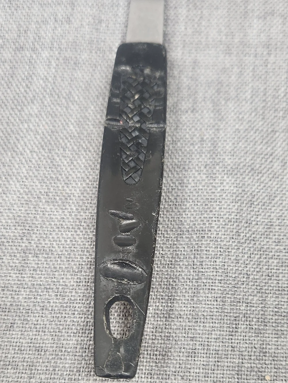 Vintage Stainless Steel Slotted Spatula Black Handle Made In Japan.